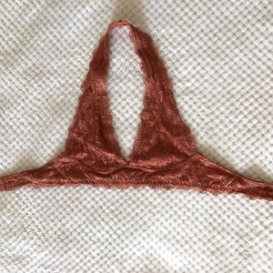 Free People Lace Halter Bralette XS Blush